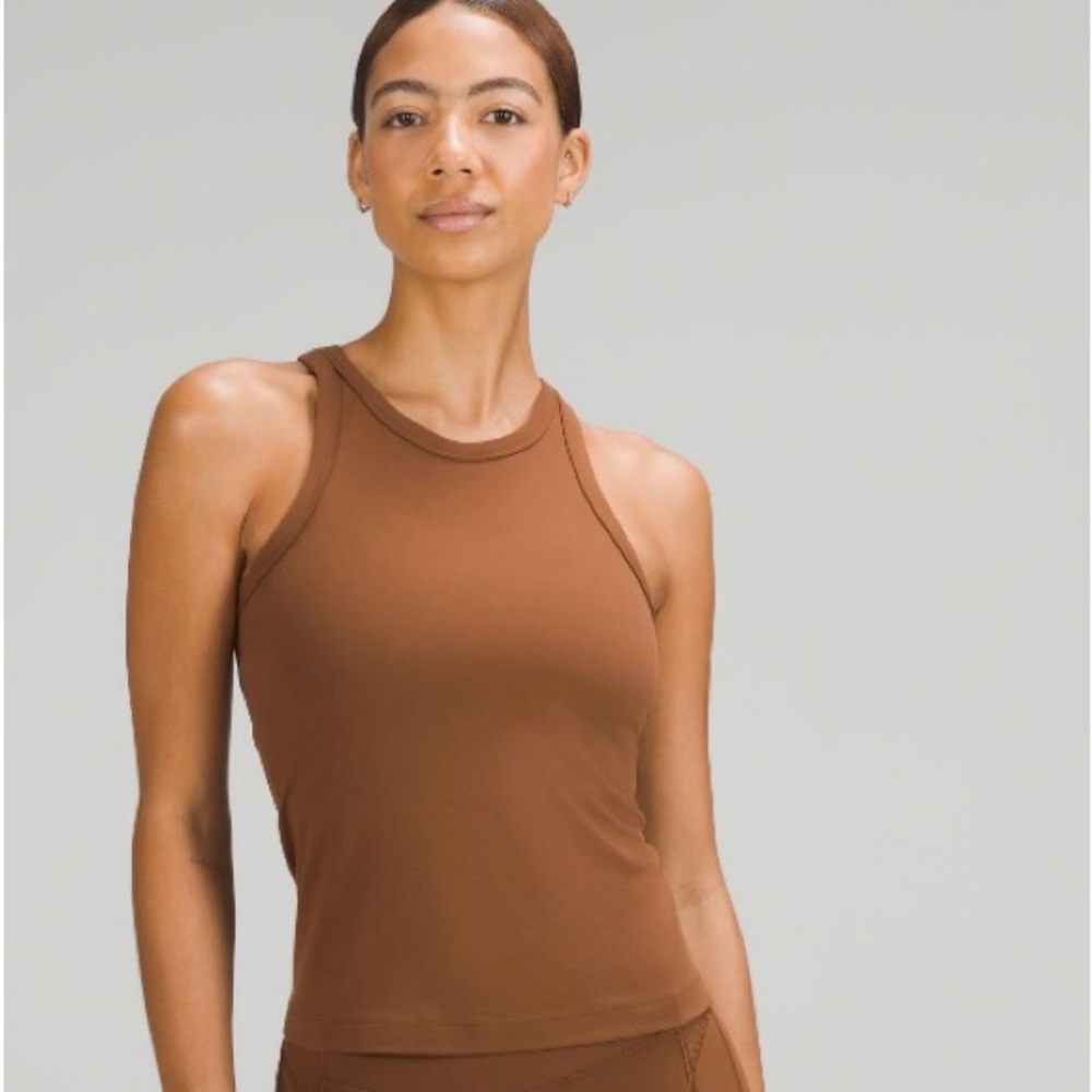 Lululemon align waist length racer back tank top sz 4 roasted brown